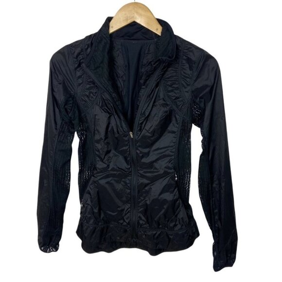Lululemon Black Mesh Running Jacket Coat Size 4 Lightweight Nothin Hide Travel - Picture 4 of 16